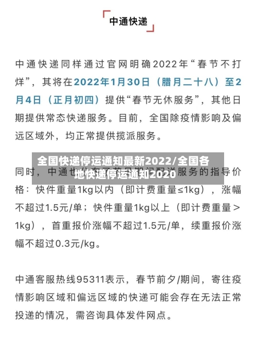 全国快递停运通知最新2022/全国各地快递停运通知2020-第2张图片