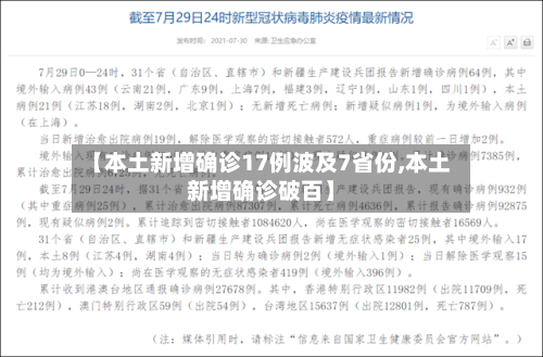 【本土新增确诊17例波及7省份,本土新增确诊破百】