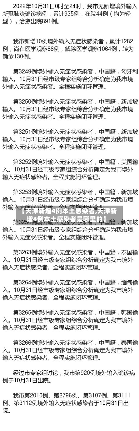 【天津新增4例本土感染者,天津新增4例本土感染者是哪里的】