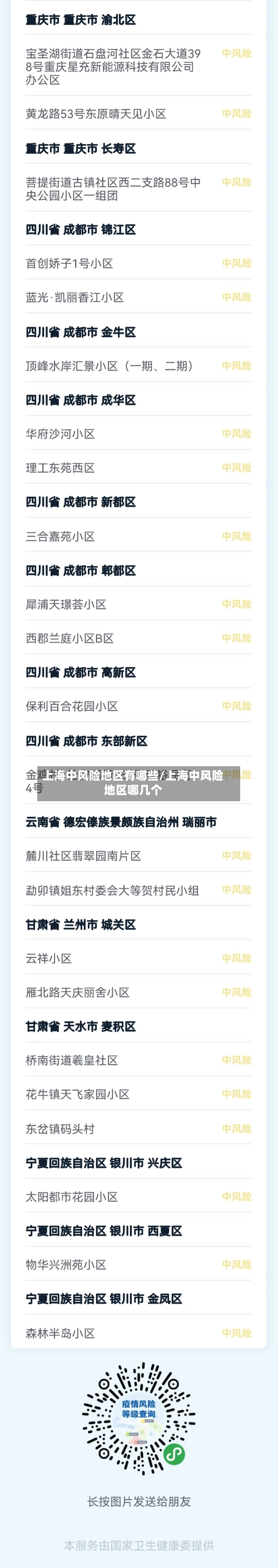 上海中风险地区有哪些/上海中风险地区哪几个