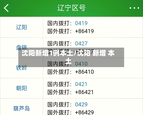 沈阳新增1例本土/沈阳 新增 本土