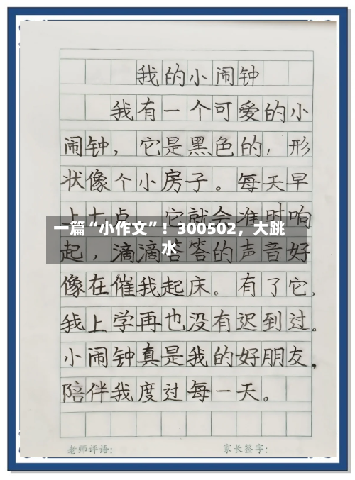 一篇“小作文”!300502,大跳水